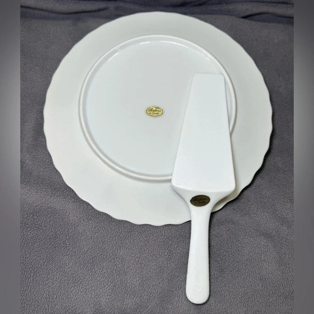 Vintage Andrea by Sadek Buckingham 10" Porcelain Cake Plate & Server JAPAN - Picture 9 of 13
